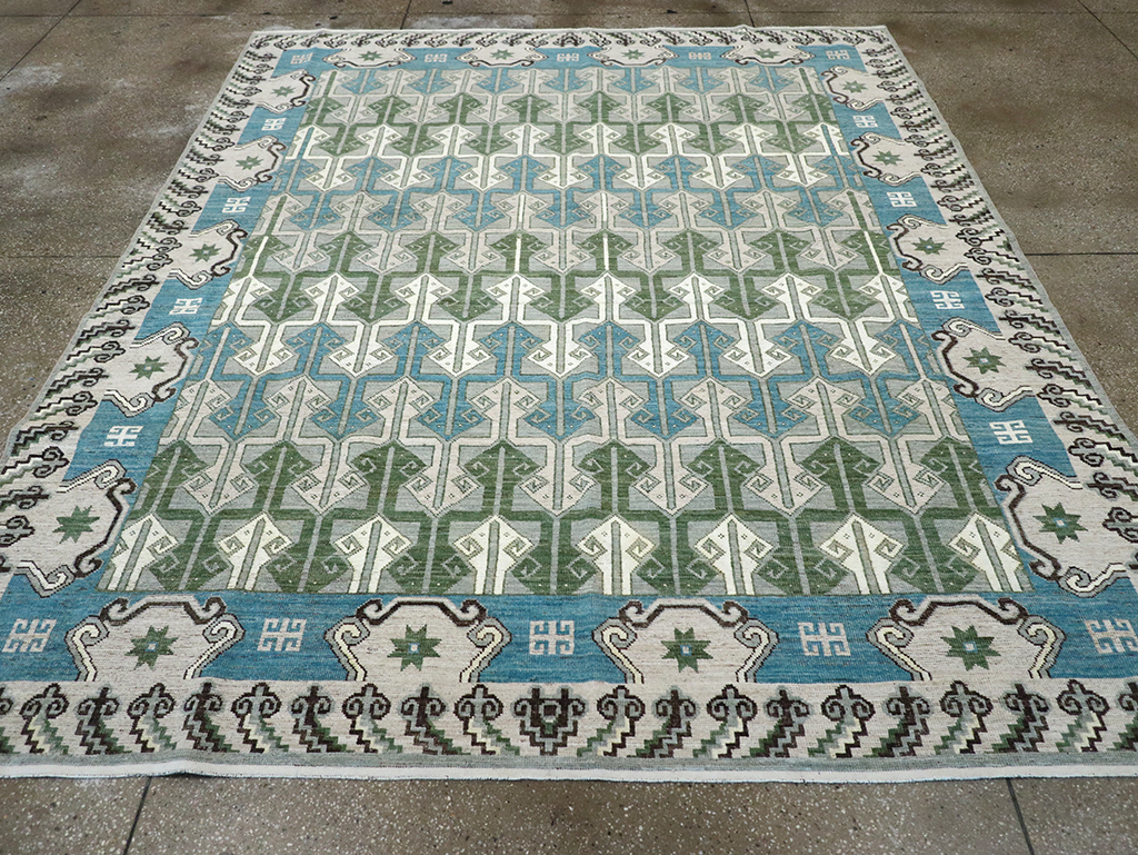 Modern East Turkestan Khotan Room Size Carpet, No.33017 - Staging