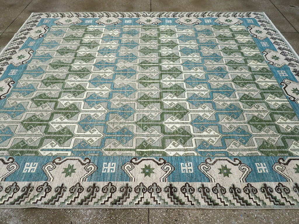 Modern East Turkestan Khotan Room Size Carpet, No.33017 - Staging