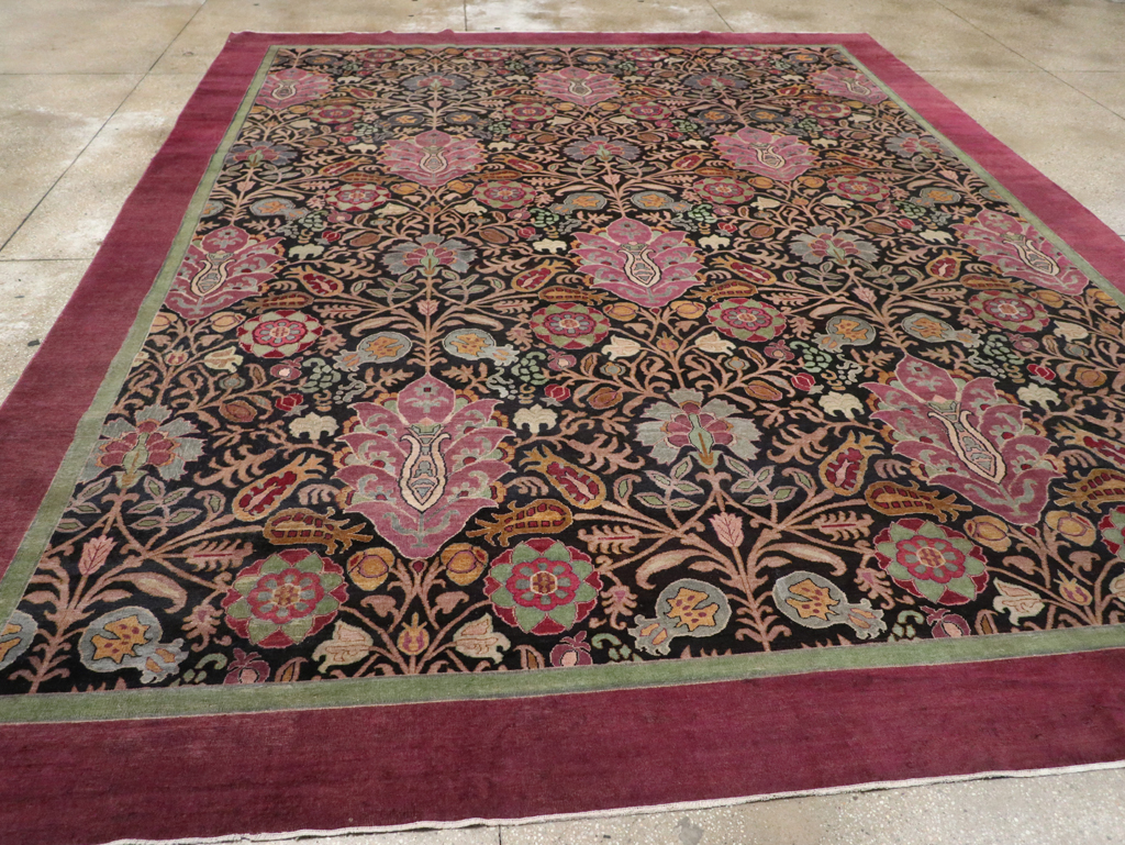 Antique Indian Agra Room Size Carpet, No.33019 - Staging