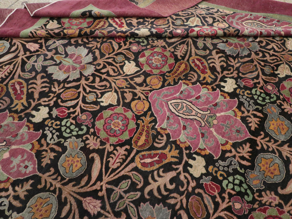 Antique Indian Agra Room Size Carpet, No.33019 - Staging