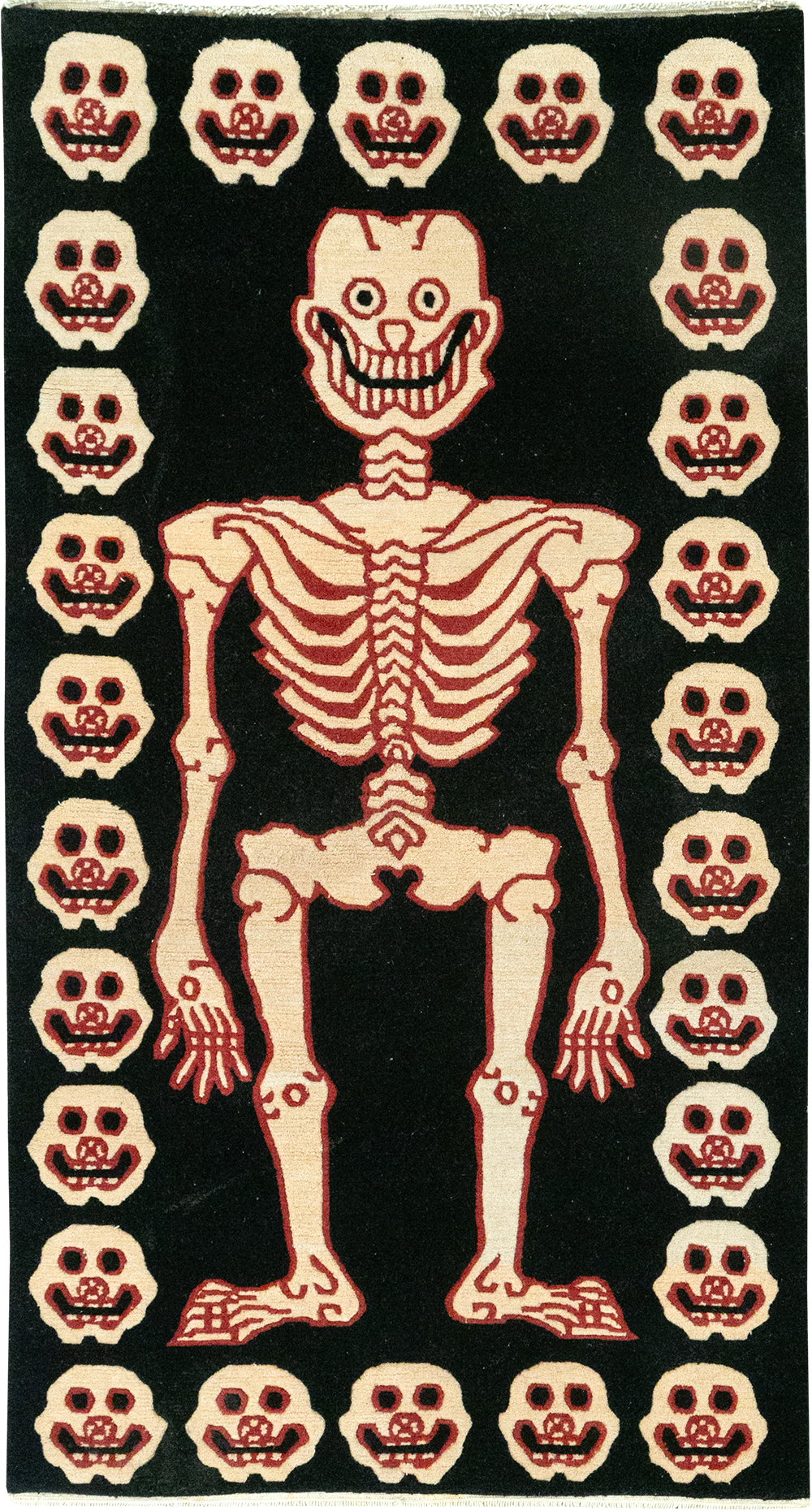 Vintage Tibetan Pictorial Throw Rug, No.33021 - Staging