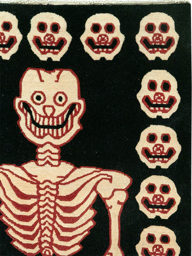 Vintage Tibetan Pictorial Throw Rug, No.33021 - Staging