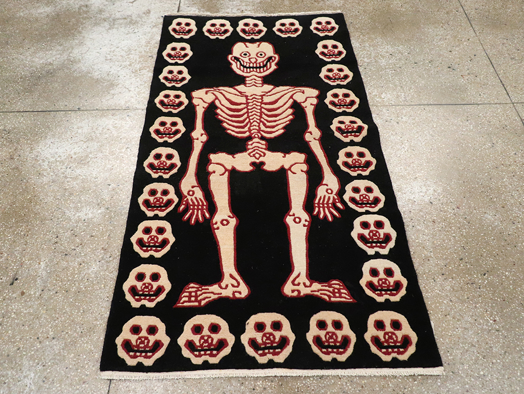 Vintage Tibetan Pictorial Throw Rug, No.33021 - Staging