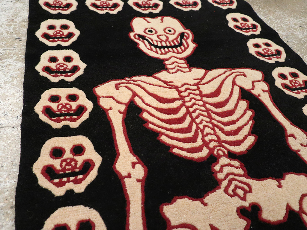 Vintage Tibetan Pictorial Throw Rug, No.33021 - Staging