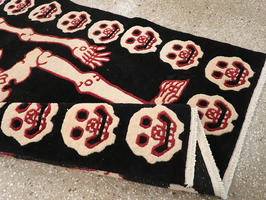 Vintage Tibetan Pictorial Throw Rug, No.33021 - Staging