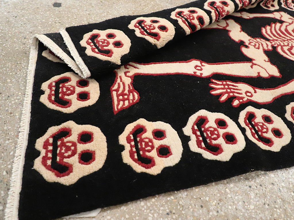 Vintage Tibetan Pictorial Throw Rug, No.33021 - Staging