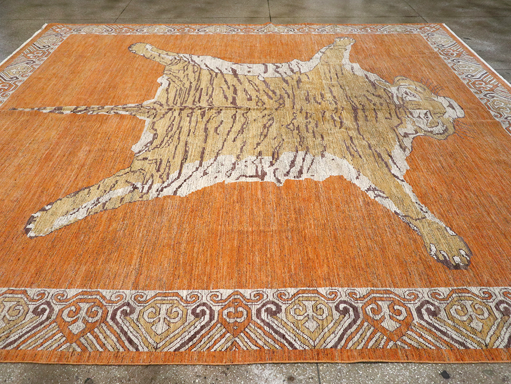 Modern East Turkestan Khotan Pictorial Large Room Size Carpet, No.33023 - Staging