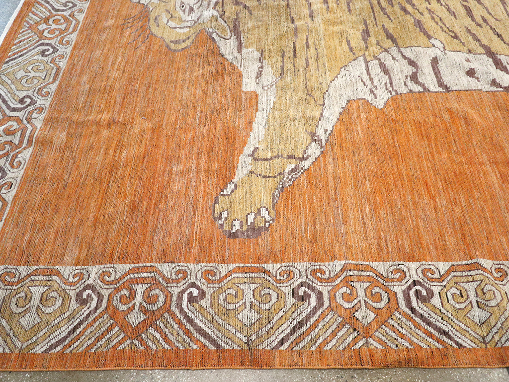 Modern East Turkestan Khotan Pictorial Large Room Size Carpet, No.33023 - Staging