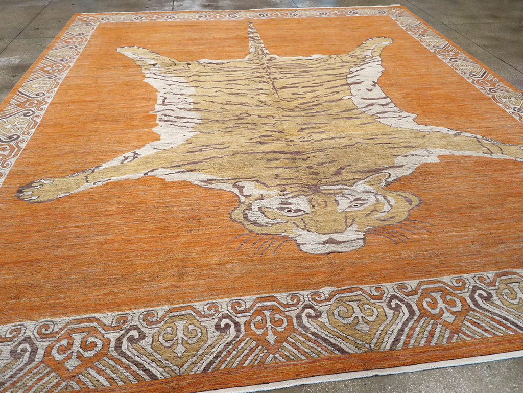 Modern East Turkestan Khotan Pictorial Large Room Size Carpet, No.33023 - Staging