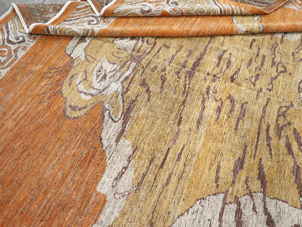 Modern East Turkestan Khotan Pictorial Large Room Size Carpet, No.33023 - Staging