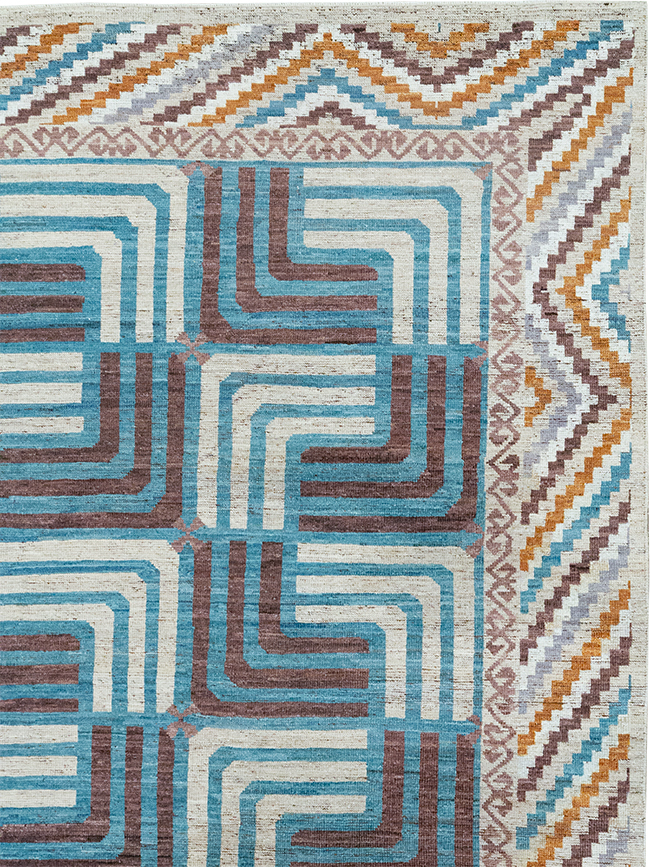 Modern East Turkestan Khotan Room Size Carpet, No.33024 - Staging