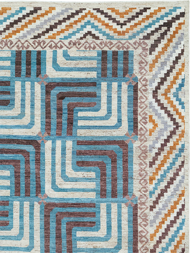 Modern East Turkestan Khotan Room Size Carpet, No.33024 - Staging