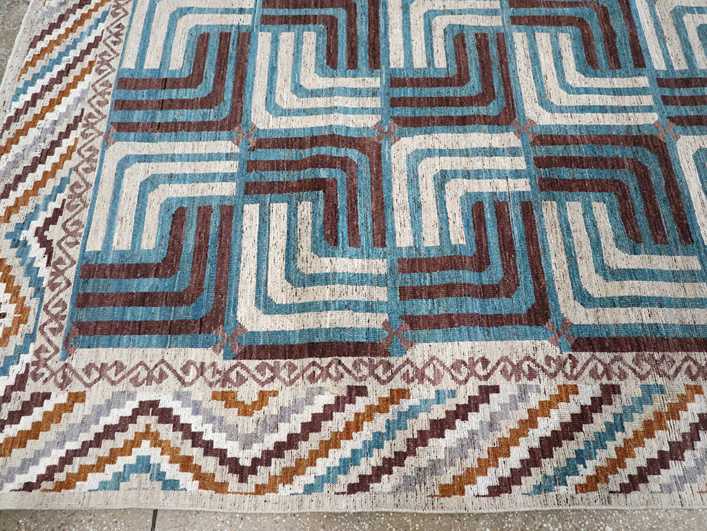 Modern East Turkestan Khotan Room Size Carpet, No.33024 - Staging