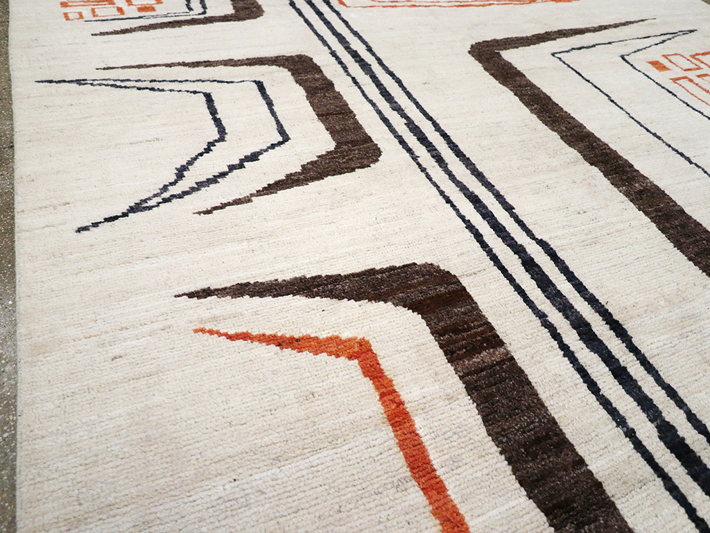 Modern Turkish Art Deco Room Size Carpet, No.33025 - Staging