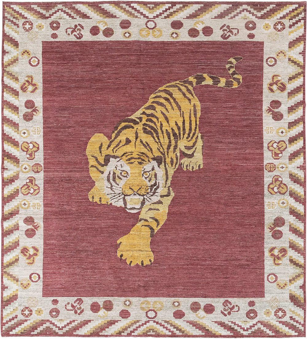 Modern East Turkestan Khotan Pictorial Room Size Carpet, No.33027 - Staging