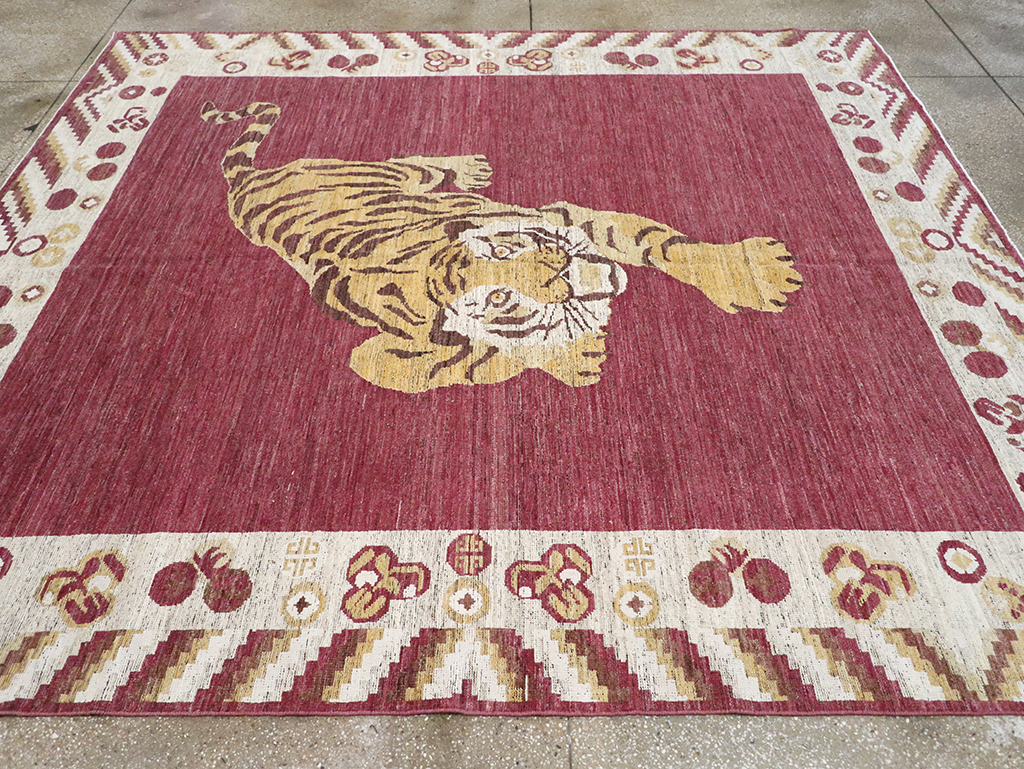 Modern East Turkestan Khotan Pictorial Room Size Carpet, No.33027 - Staging