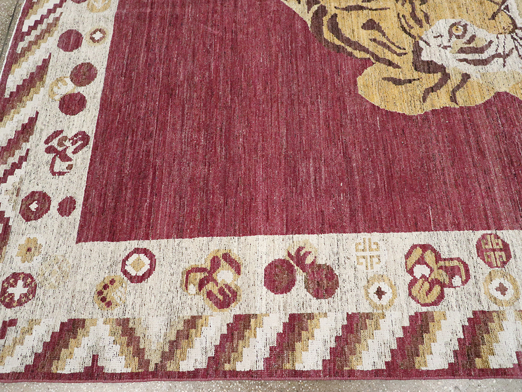 Modern East Turkestan Khotan Pictorial Room Size Carpet, No.33027 - Staging