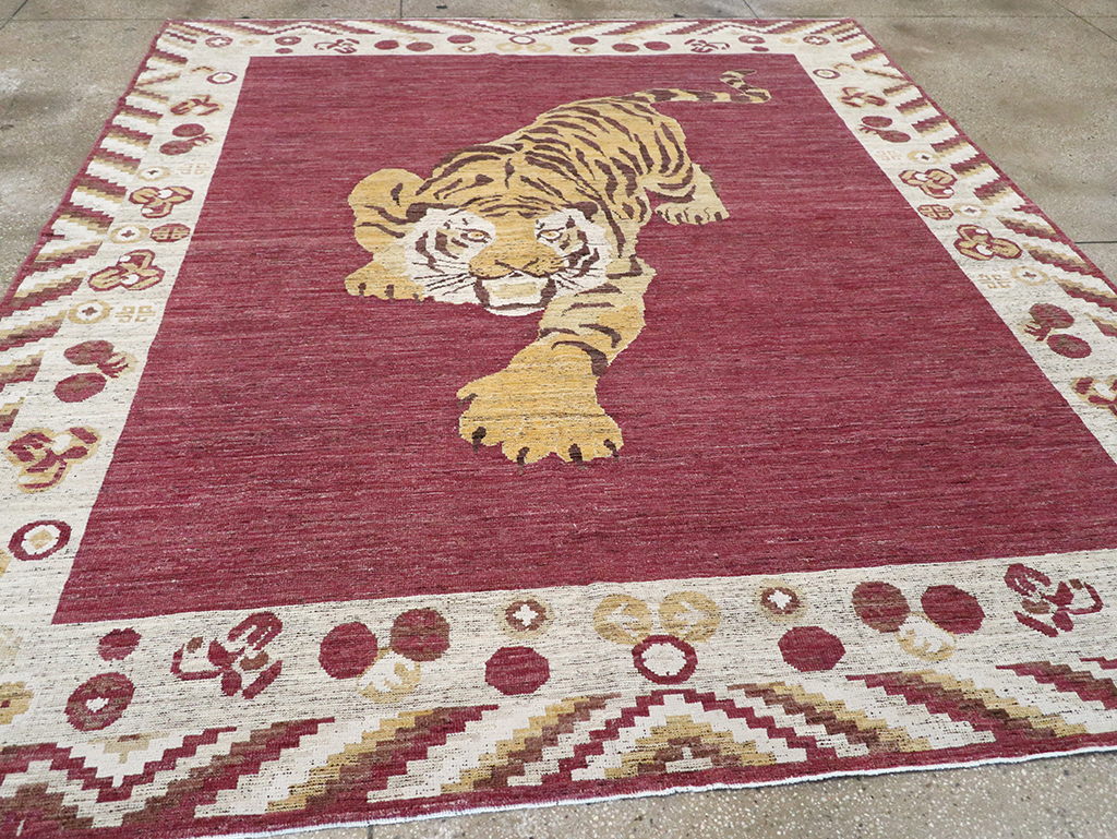 Modern East Turkestan Khotan Pictorial Room Size Carpet, No.33027 - Staging