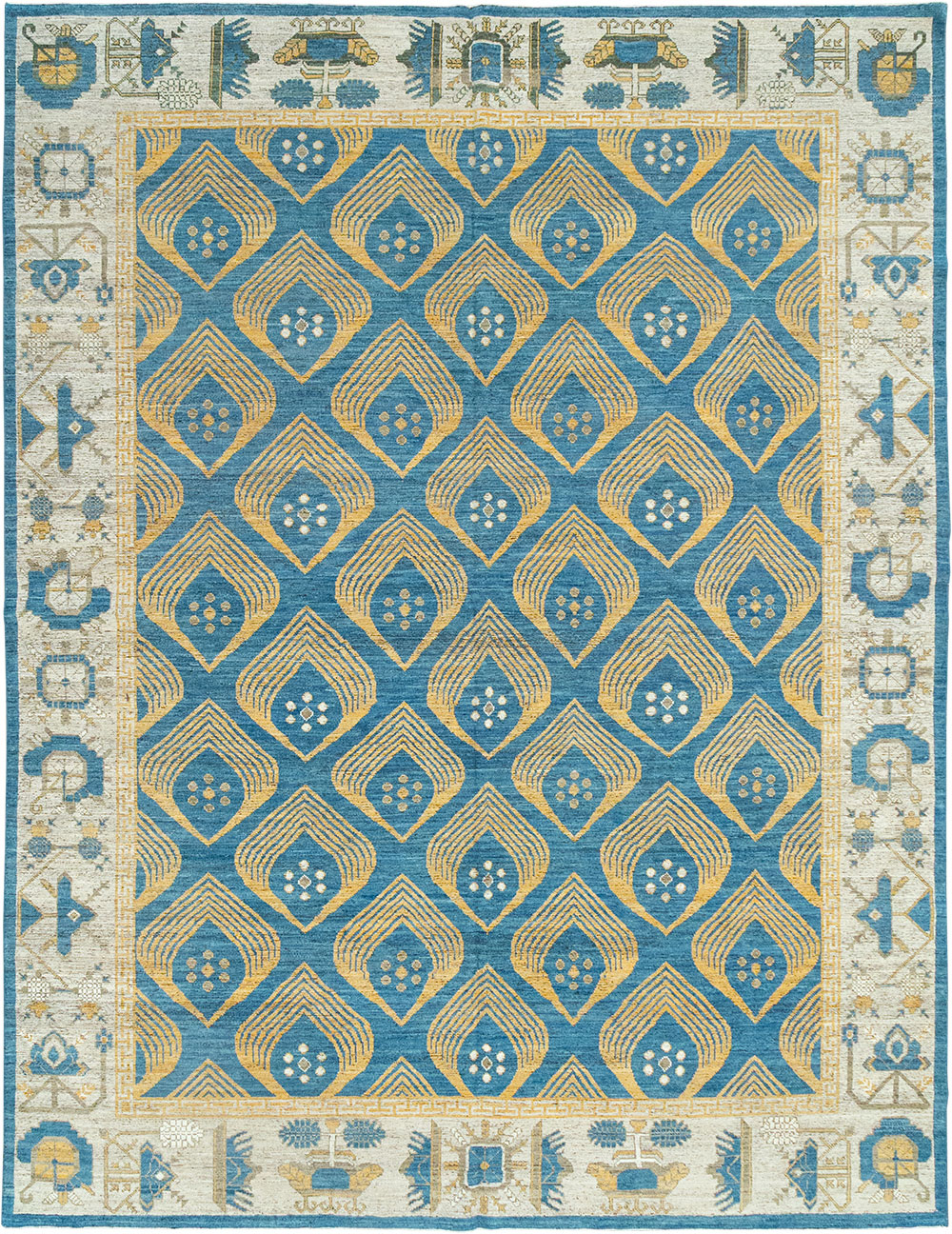 Modern East Turkestan Khotan Room Size Carpet, No.33028 - Staging