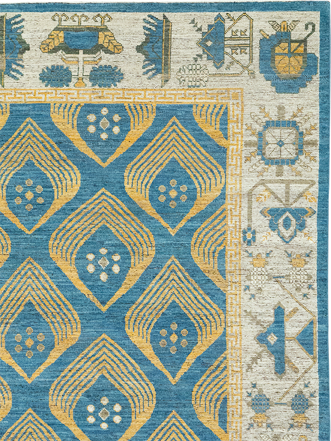 Modern East Turkestan Khotan Room Size Carpet, No.33028 - Staging