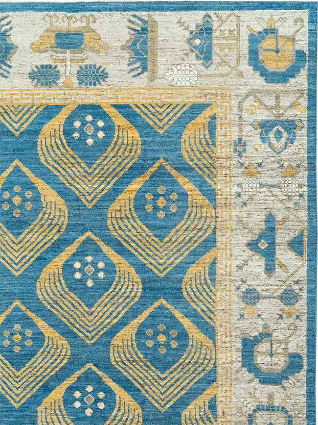 Modern East Turkestan Khotan Room Size Carpet, No.33028 - Staging