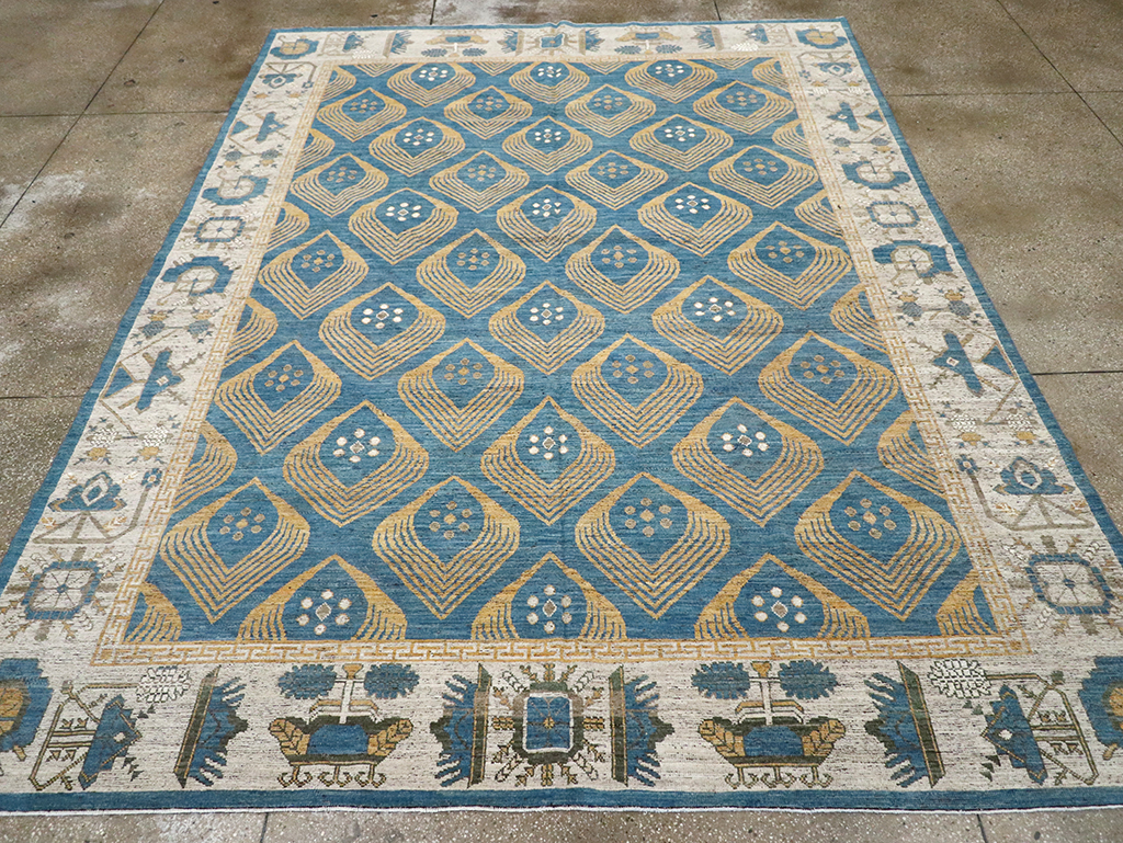 Modern East Turkestan Khotan Room Size Carpet, No.33028 - Staging