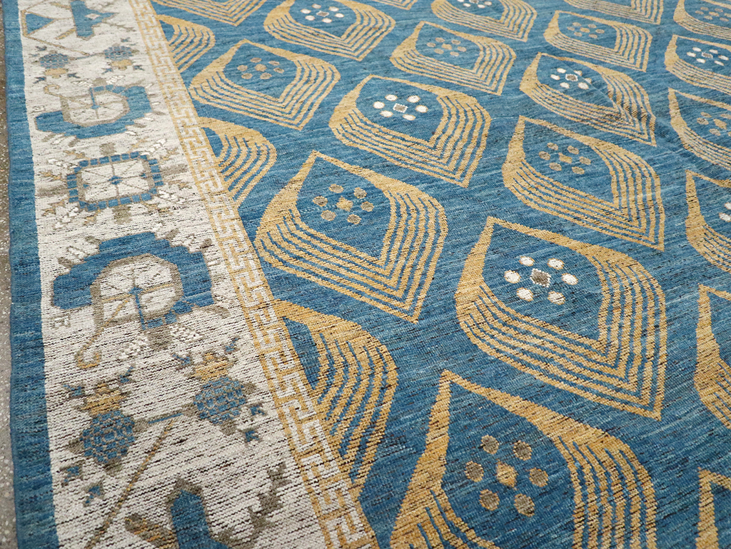 Modern East Turkestan Khotan Room Size Carpet, No.33028 - Staging