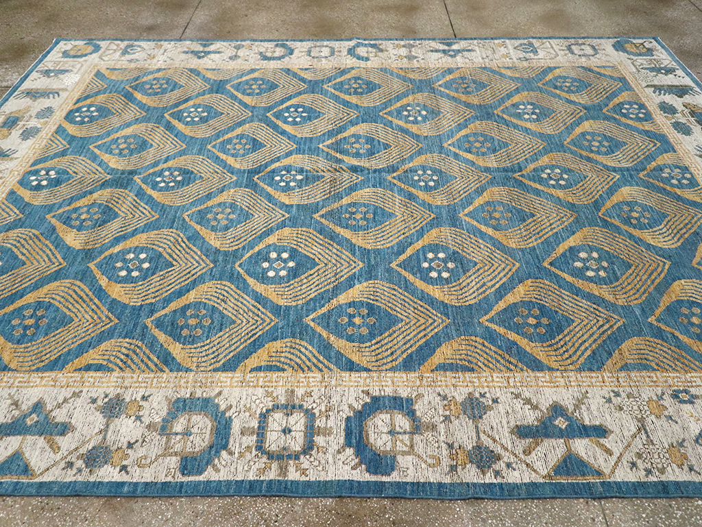 Modern East Turkestan Khotan Room Size Carpet, No.33028 - Staging