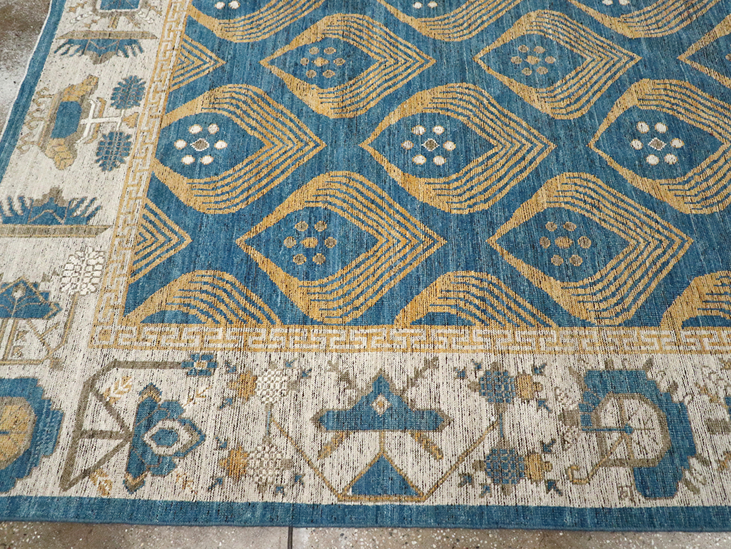 Modern East Turkestan Khotan Room Size Carpet, No.33028 - Staging