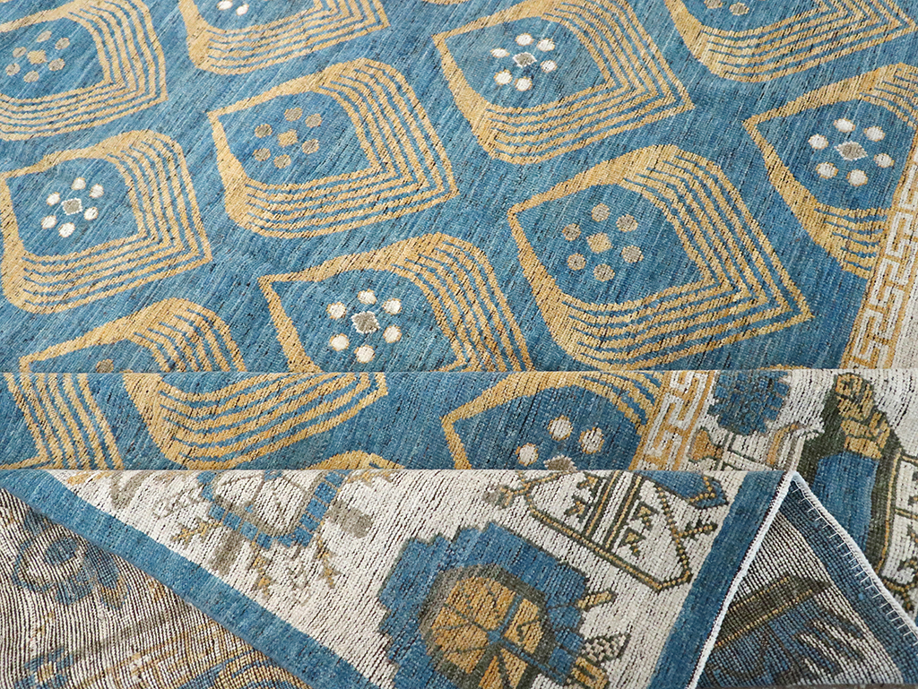 Modern East Turkestan Khotan Room Size Carpet, No.33028 - Staging