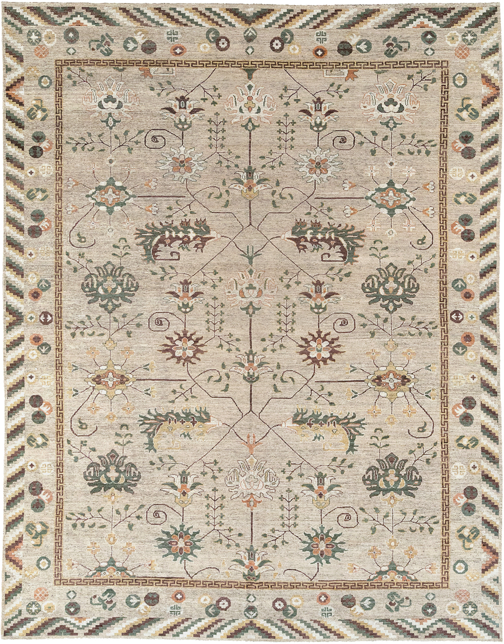 Modern East Turkestan Khotan Room Size Carpet, No.33029 - Staging