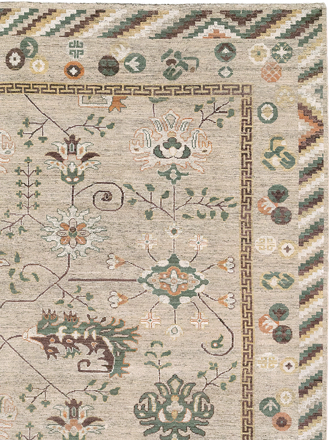 Modern East Turkestan Khotan Room Size Carpet, No.33029 - Staging