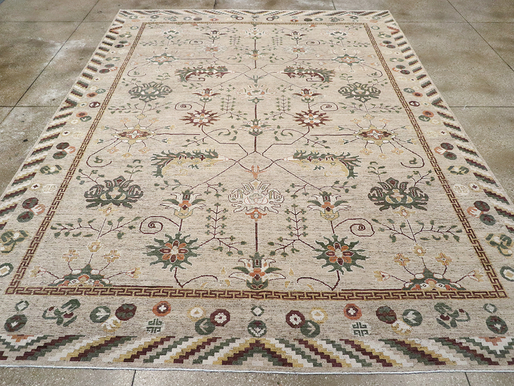 Modern East Turkestan Khotan Room Size Carpet, No.33029 - Staging