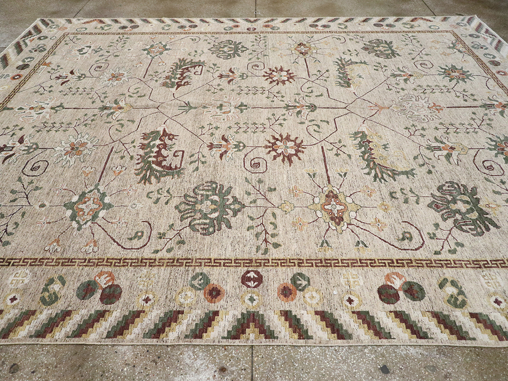 Modern East Turkestan Khotan Room Size Carpet, No.33029 - Staging