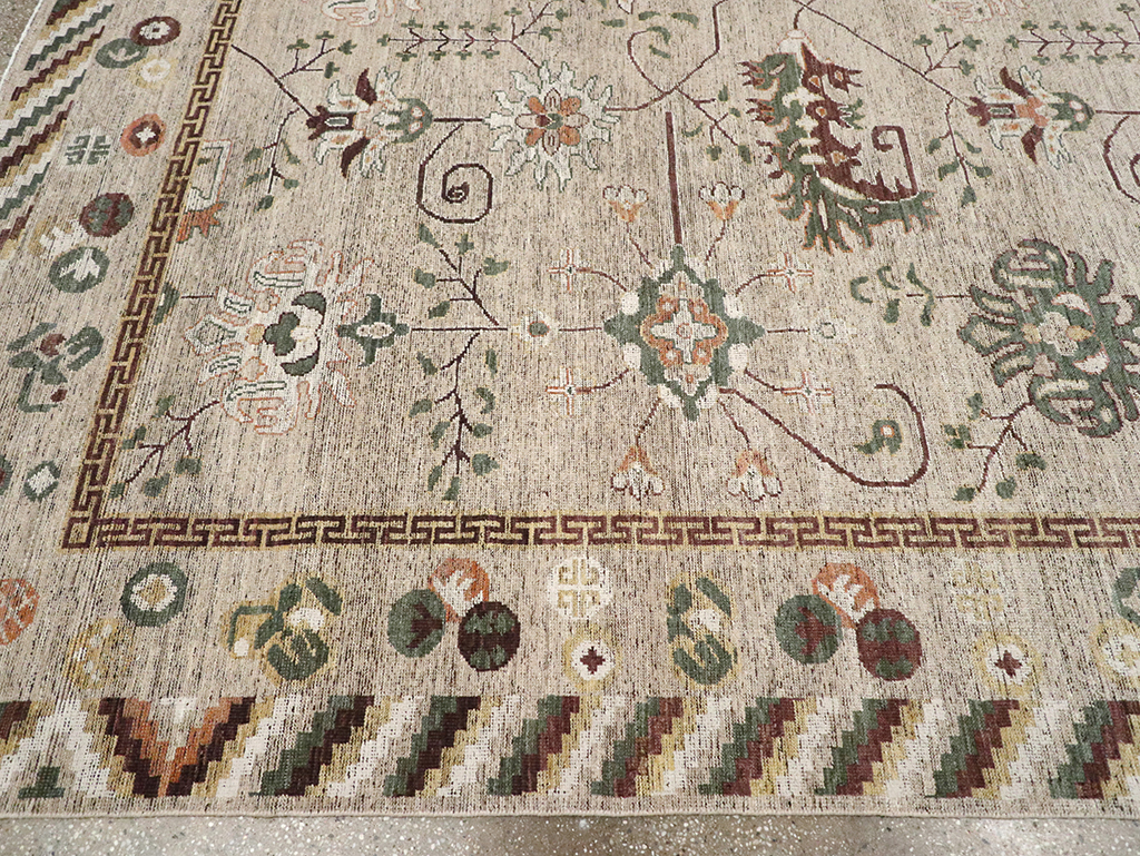 Modern East Turkestan Khotan Room Size Carpet, No.33029 - Staging
