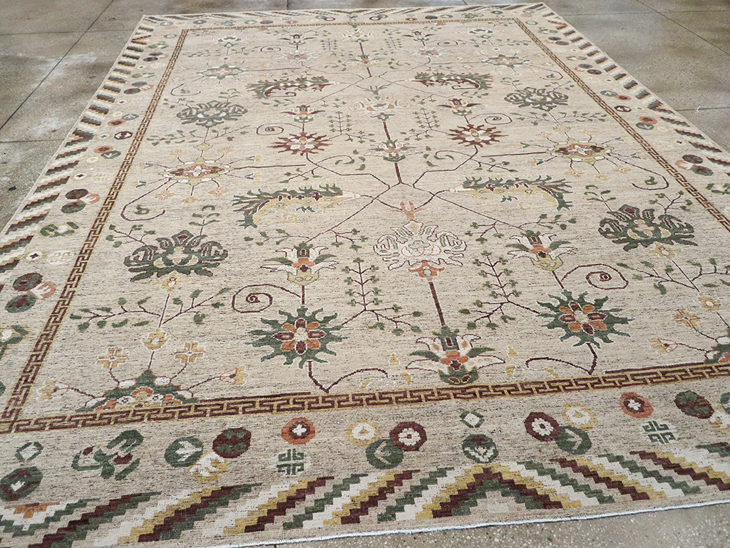 Modern East Turkestan Khotan Room Size Carpet, No.33029 - Staging