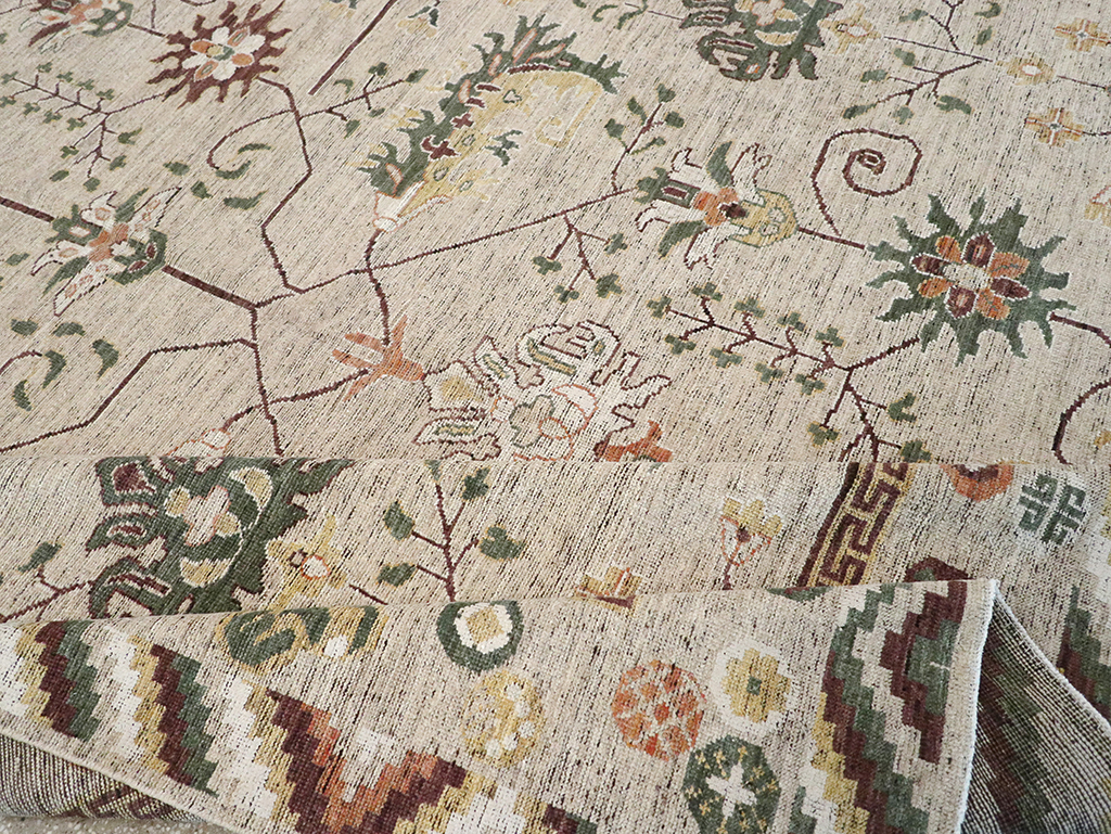 Modern East Turkestan Khotan Room Size Carpet, No.33029 - Staging