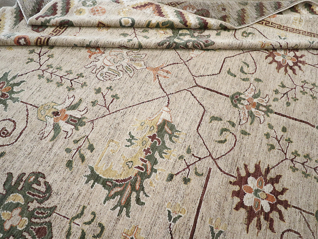 Modern East Turkestan Khotan Room Size Carpet, No.33029 - Staging