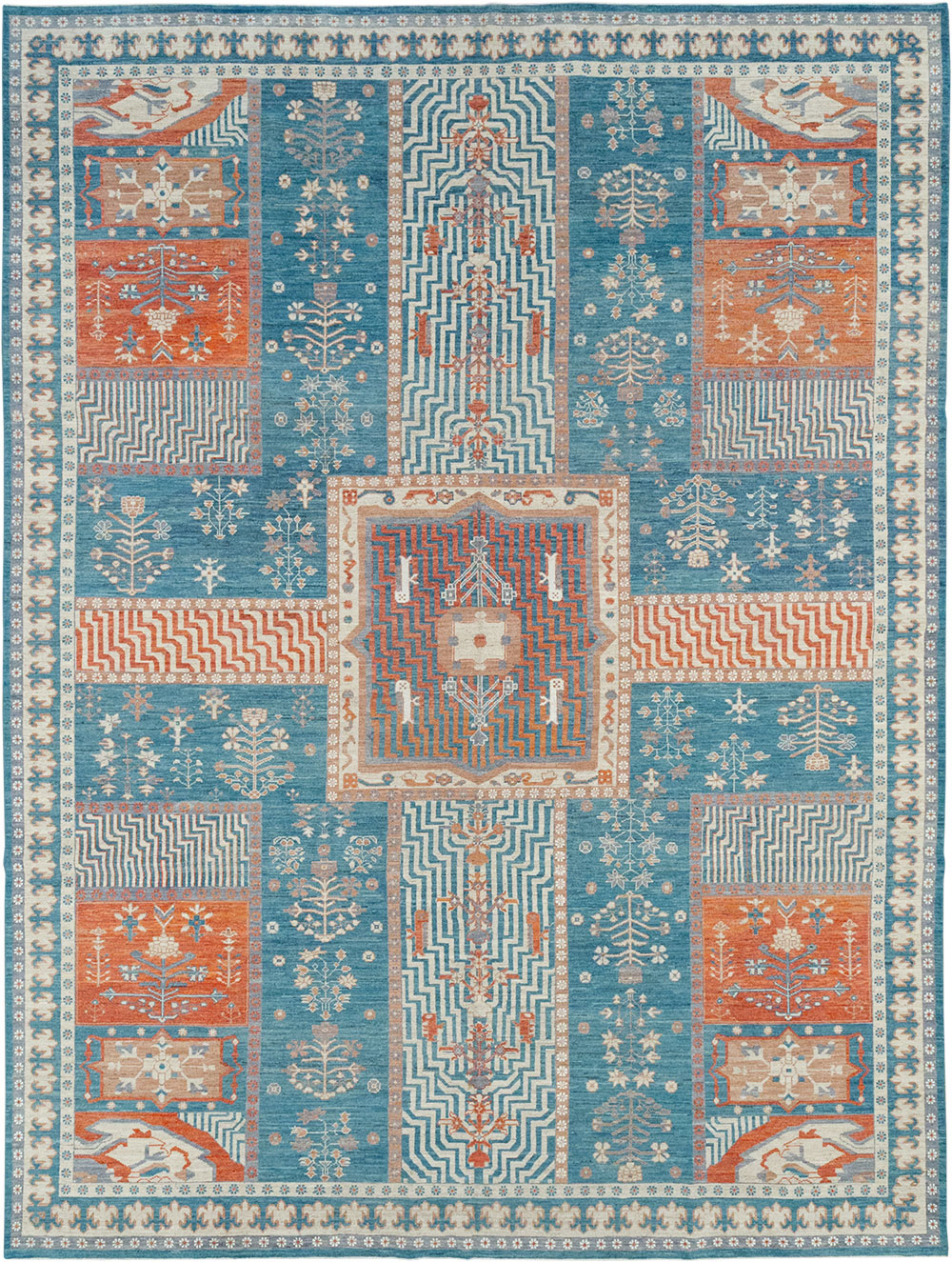 Modern East Turkestan Khotan Large Room Size Carpet, No.33031 - Staging