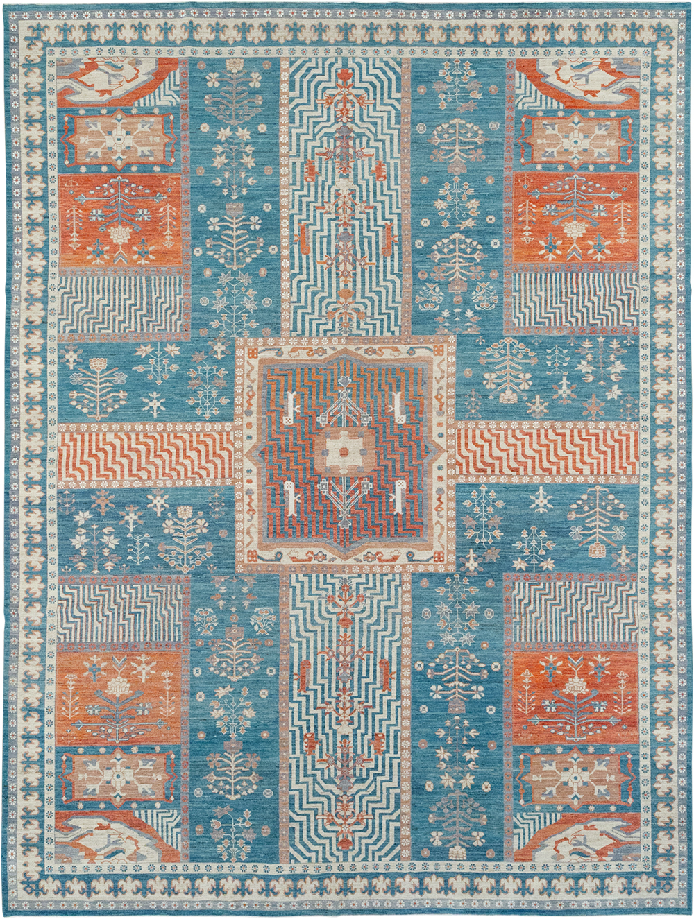 Modern East Turkestan Khotan Large Room Size Carpet, No.33031 - Staging