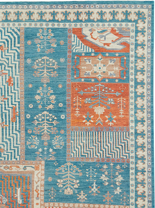 Modern East Turkestan Khotan Large Room Size Carpet, No.33031 - Staging