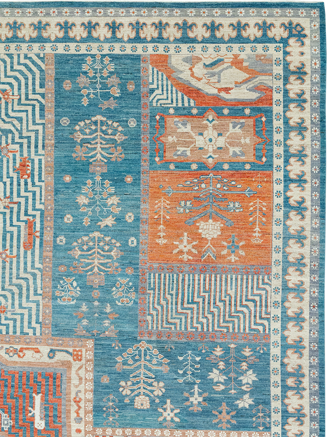 Modern East Turkestan Khotan Large Room Size Carpet, No.33031 - Staging