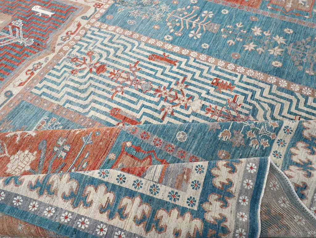 Modern East Turkestan Khotan Large Room Size Carpet, No.33031 - Staging