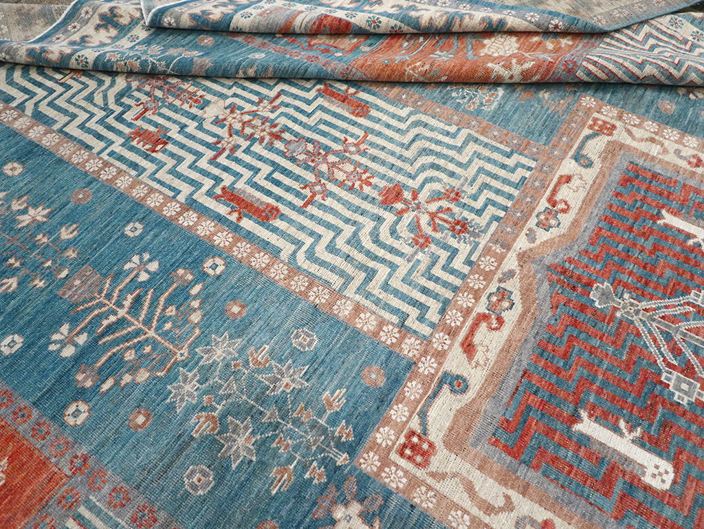 Modern East Turkestan Khotan Large Room Size Carpet, No.33031 - Staging