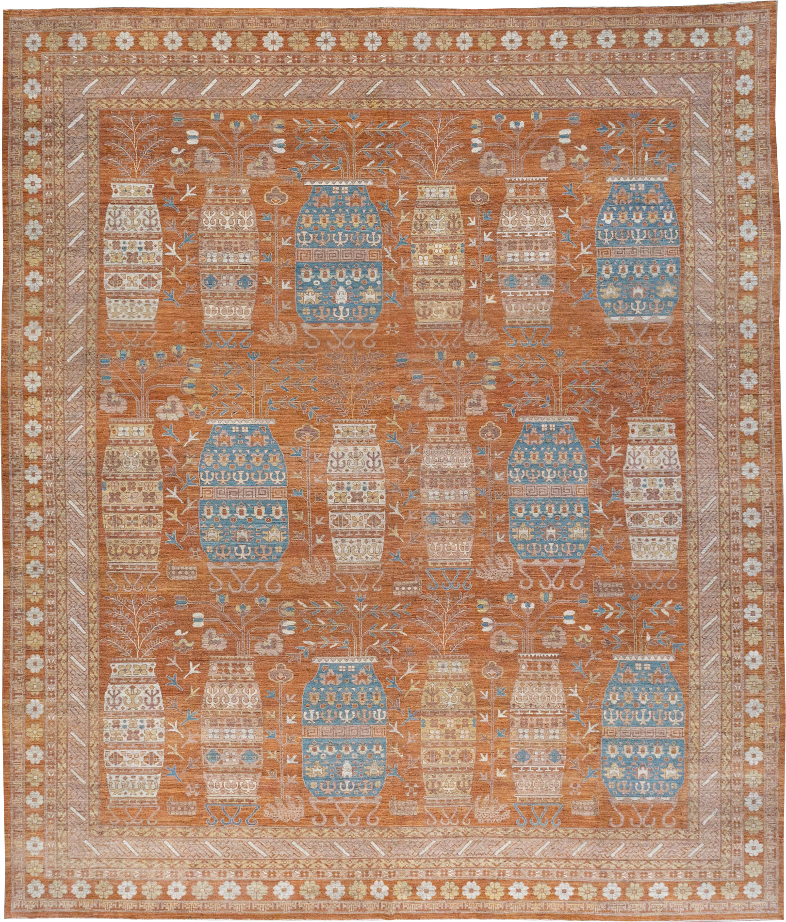 Modern East Turkestan Khotan Vase Pictorial Large Carpet, No.33032 - Staging