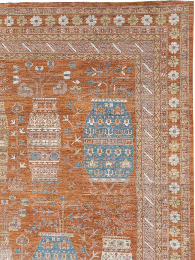 Modern East Turkestan Khotan Vase Pictorial Large Carpet, No.33032 - Staging
