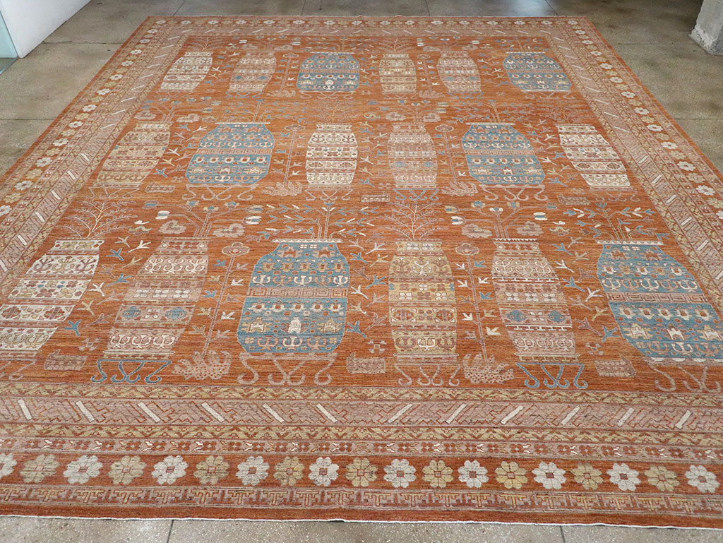 Modern East Turkestan Khotan Vase Pictorial Large Carpet, No.33032 - Staging