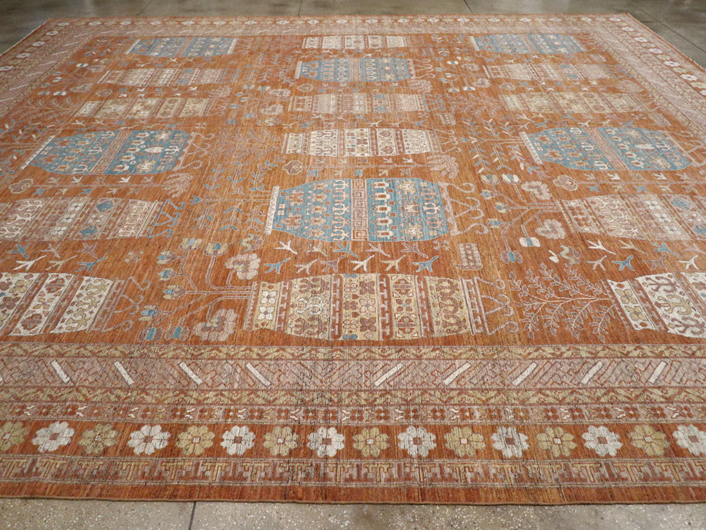 Modern East Turkestan Khotan Vase Pictorial Large Carpet, No.33032 - Staging