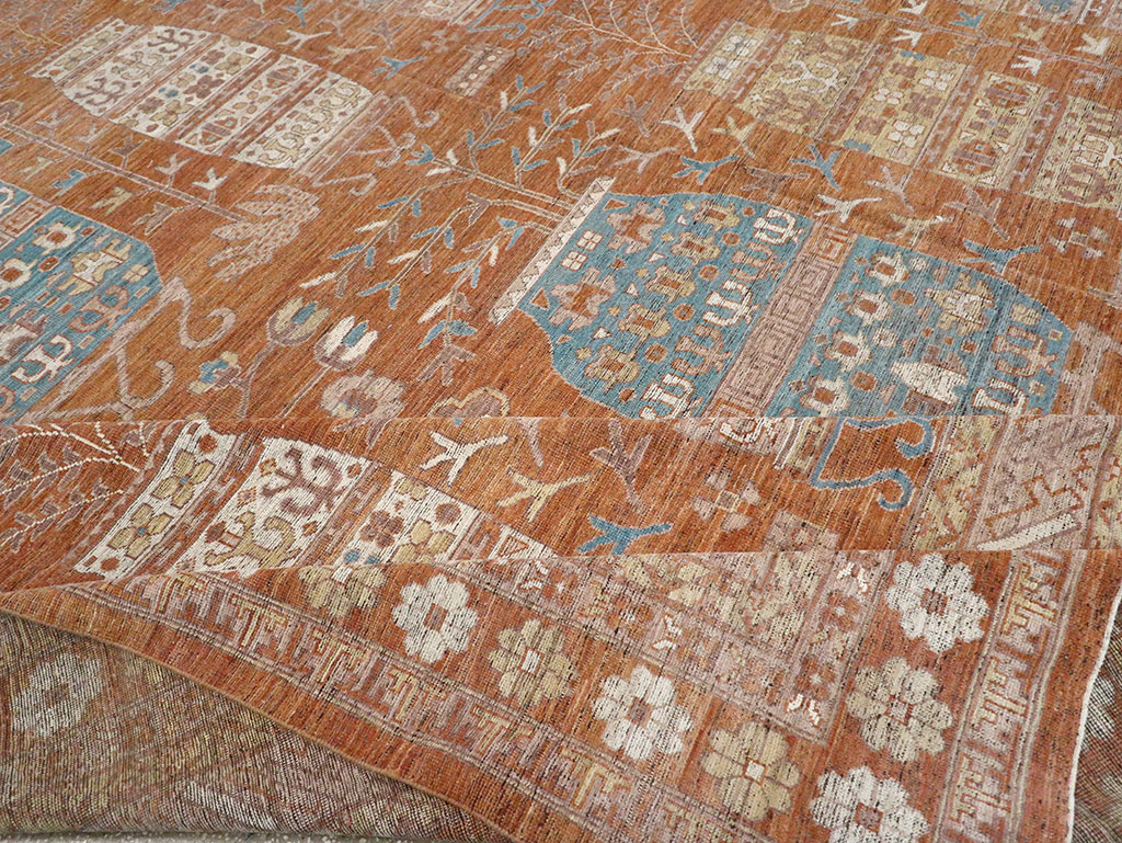 Modern East Turkestan Khotan Vase Pictorial Large Carpet, No.33032 - Staging