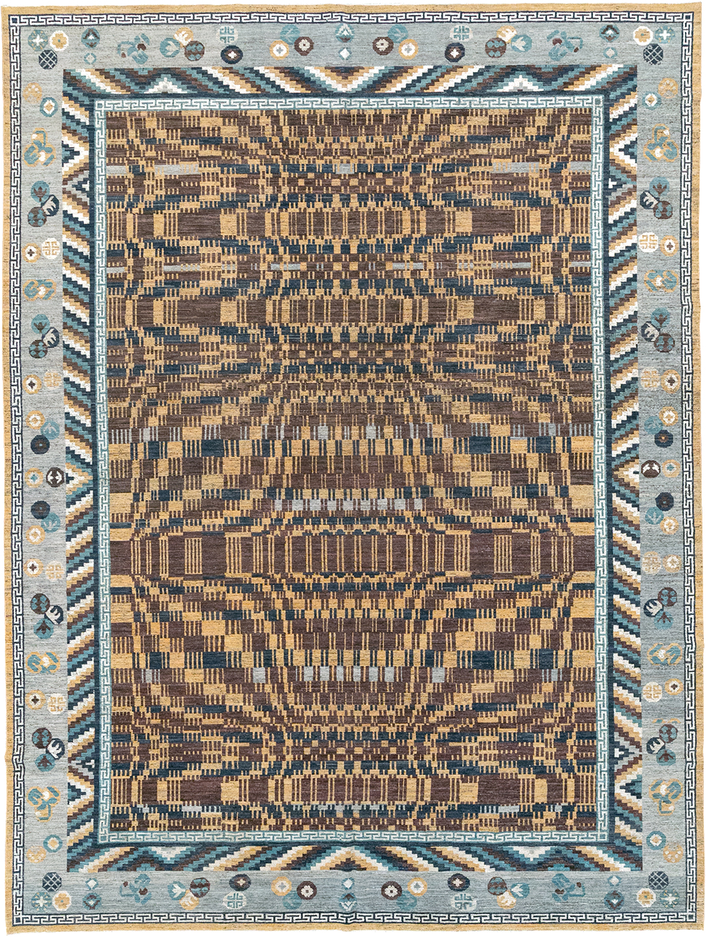 Modern East Turkestan Khotan Room Size Carpet, No.33034 - Staging